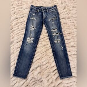American Eagle Outfitters Ripped Blue cropped Jeggings